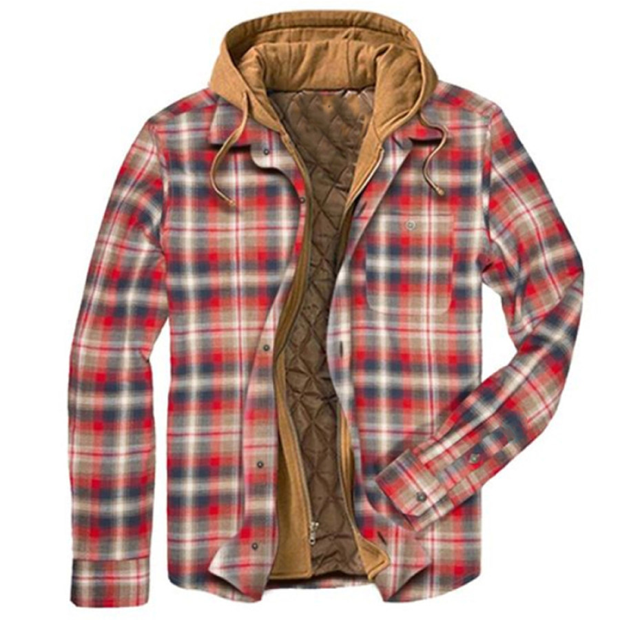 

Mens Winter Plaid Thick Casual Jacket