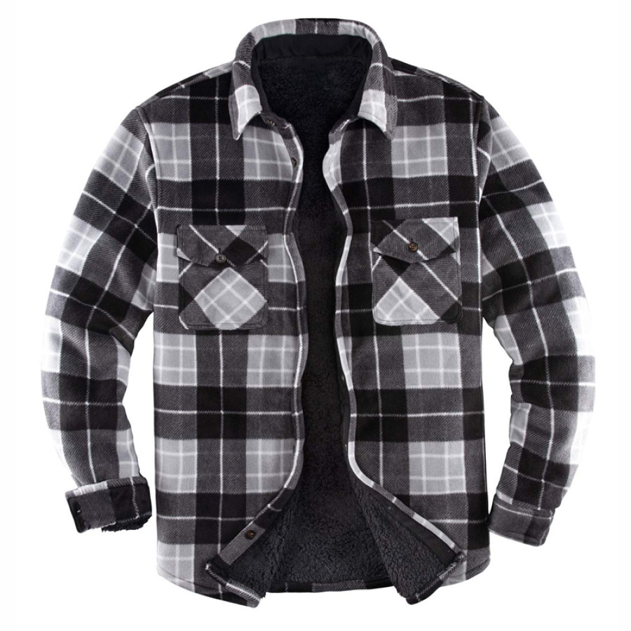 

Mens Plaid Thick Plush Casual Jacket