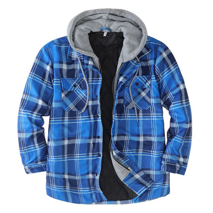 Plaid Casual Hooded Jacket Plaid Top Shirt