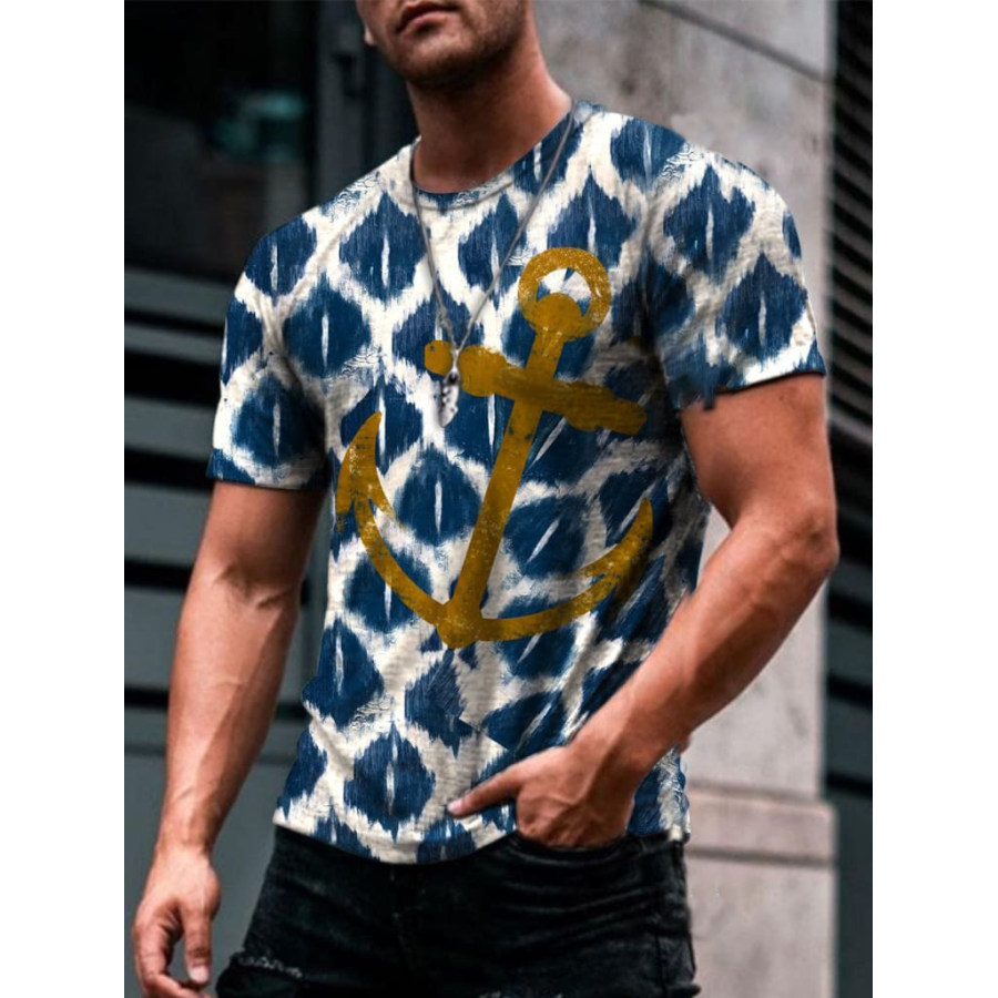 Designer Wave Anchor Print T-shirt