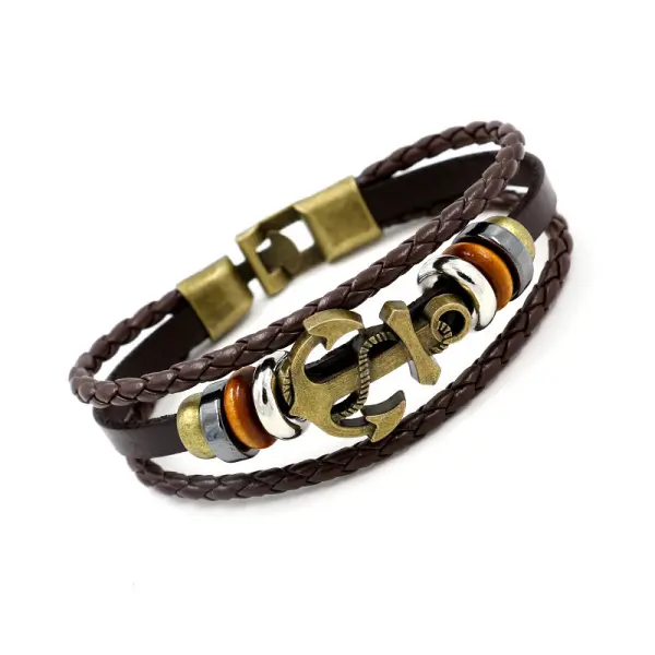 Bracelet En Cuir D'ancre - Faciway.com 