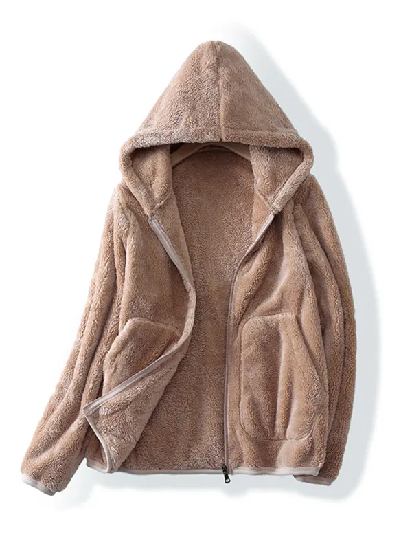 Casual Solid Color Plush Long Sleeve Thermal Coat - Maxizero.chimpone.com 
