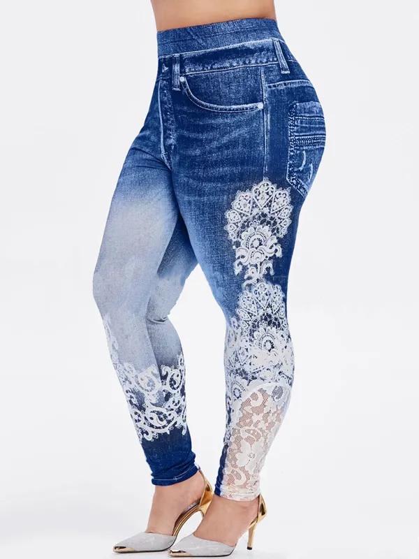 Casual Printed Denim Leggings - Fashionmia.chimpone.com 