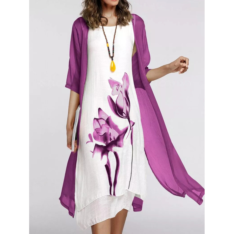 

Early Autumn Sunscreen Loose Dress Two-Piece Maxi Dress