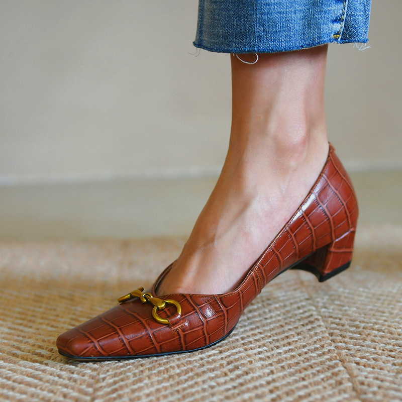 Women's Metal Small Square Toe Shoes