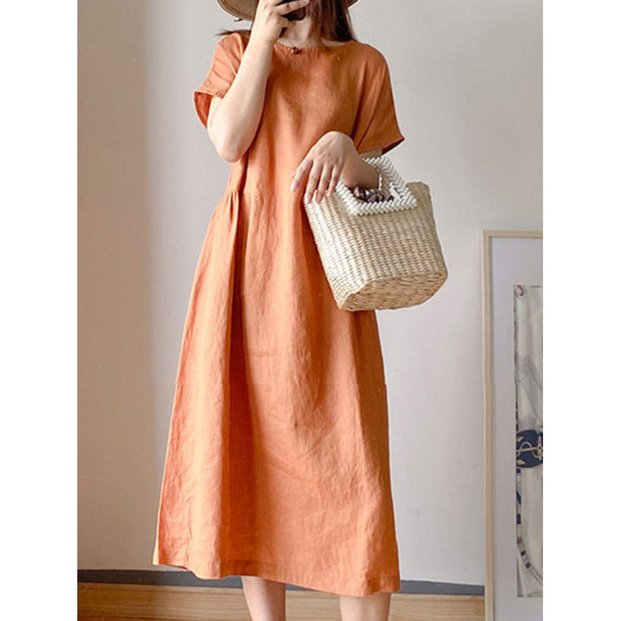 

Simple Literary Loose Solid Color Shift Dress