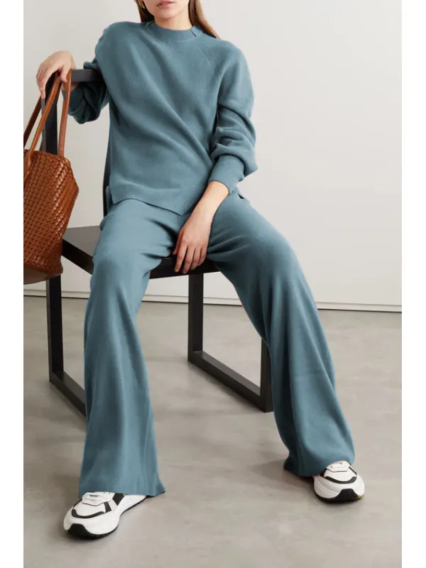 Women's Elegant Wool Knit Suit - Funluc.com 