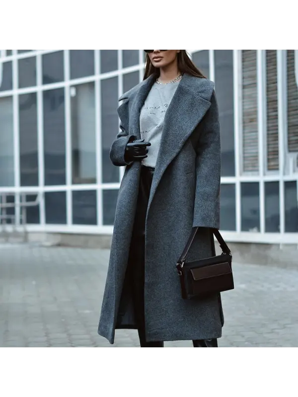 Elegant Women's Lapel Fashion Woolen Coat Coat - Ininrubyclub.com 