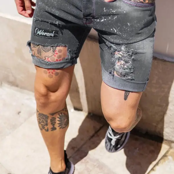 Mens Ripped Casual Denim Shorts - Sanhive.com 