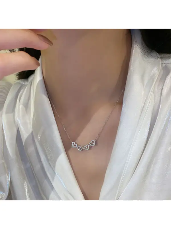 Douyin Net Red, A Two-band Folding Heart-shaped Four-leaf Clover Necklace, Niche Design Sense, Wild High-end Clavicle Chain - Viewbena.com 