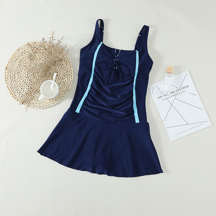 Sexy Solid Color Pleated Sling One piece Swimsuit