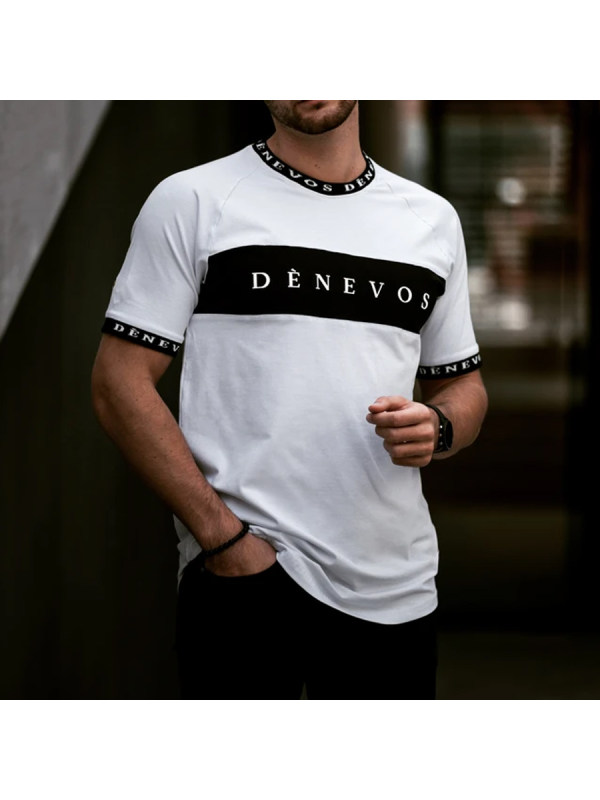 Casual Stitching Letters Printing Short Sleeve T-shirt