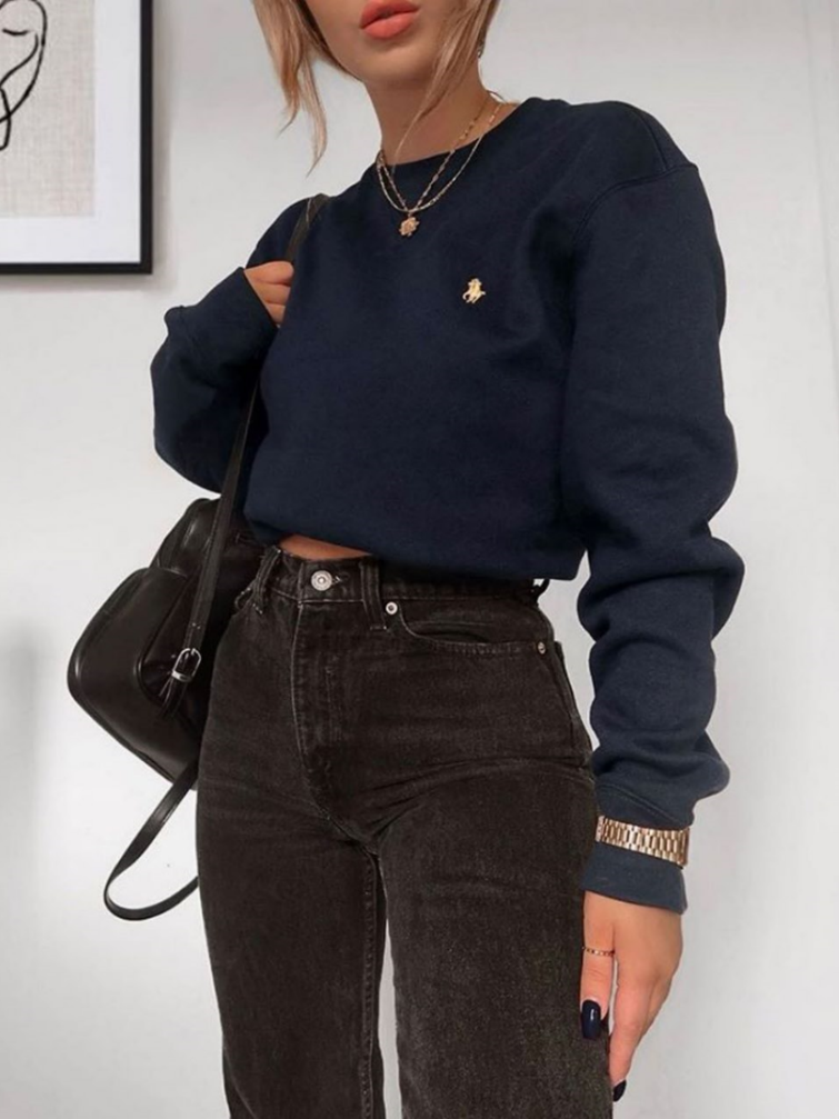 A Printed Solid color Sweatshirt Wq47
