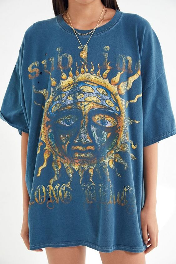 Fashion Trend Long Printed Short Sleeve T shirt