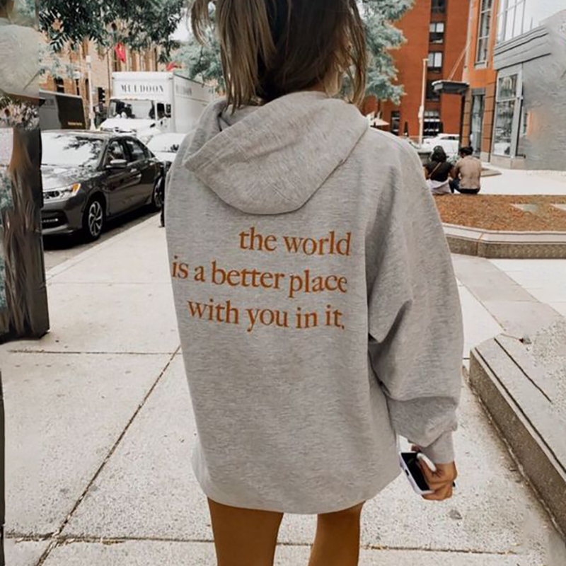 The World Is A Chic Better Place Print Women's Hoodie