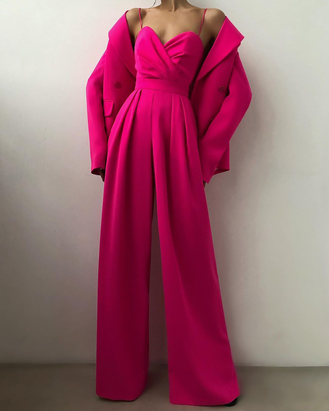 Suspender Pleated Loose Jumpsuit