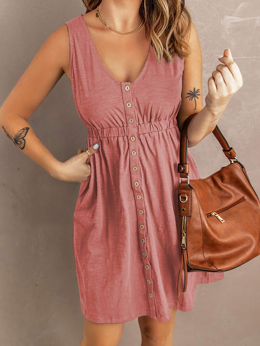 Casual Solid Color Sleeveless Dress