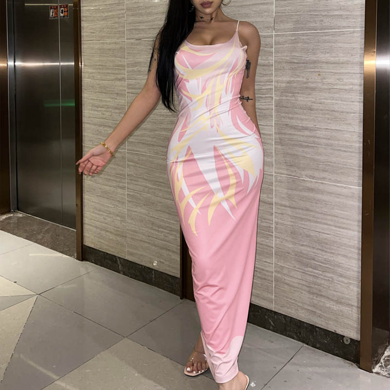 New Fashion Backless Print Dress