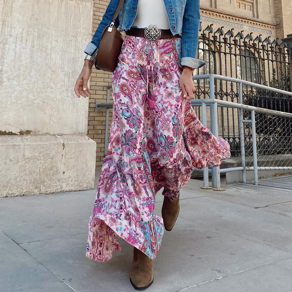 Paisley Print Tier Skirt