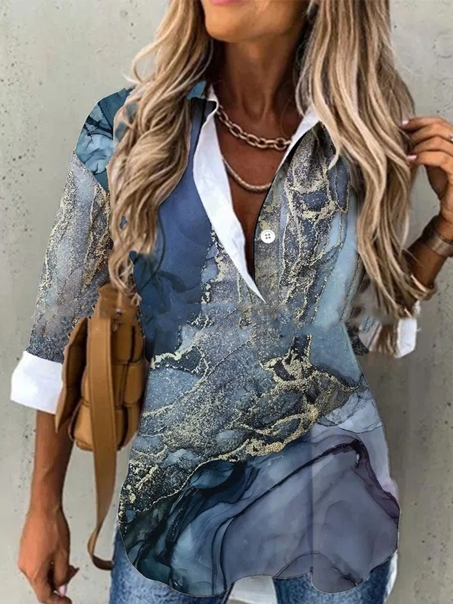 Loose Long Sleeve Printed Shirt