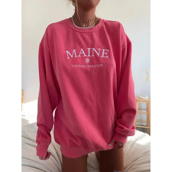 Embroider Maine Women's Sweatshirt - Yiyistories.com 