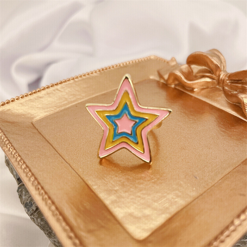 Star Color Pattern Pentagram Ring