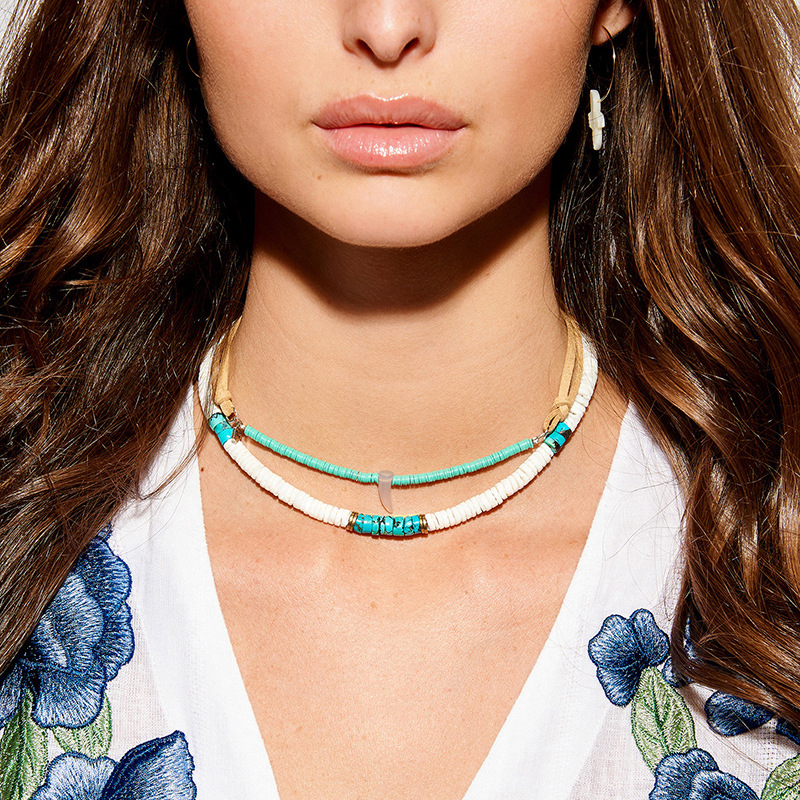 Ethnic Hand Beaded Soft Pottery Clavicle Necklace