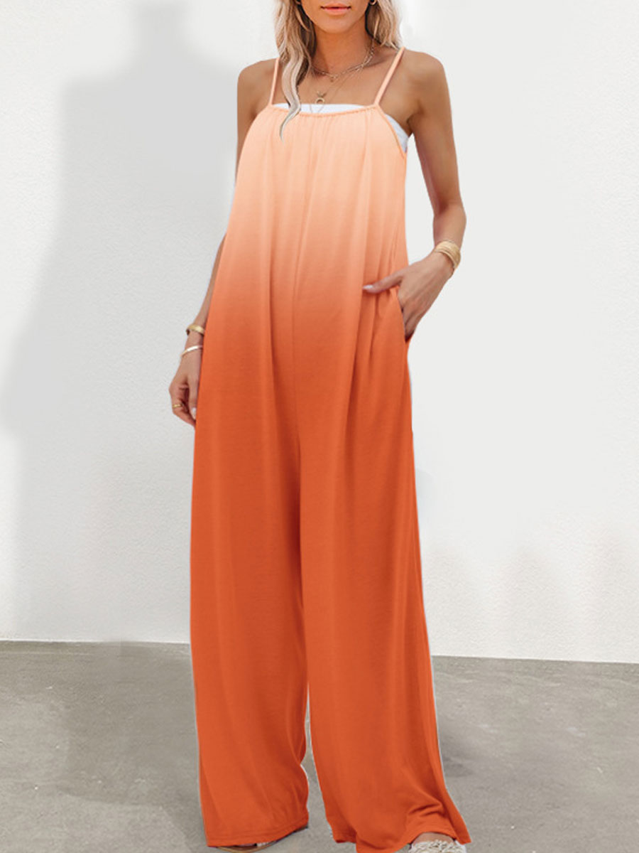 Casual Loose Gradient Print Jumpsuit