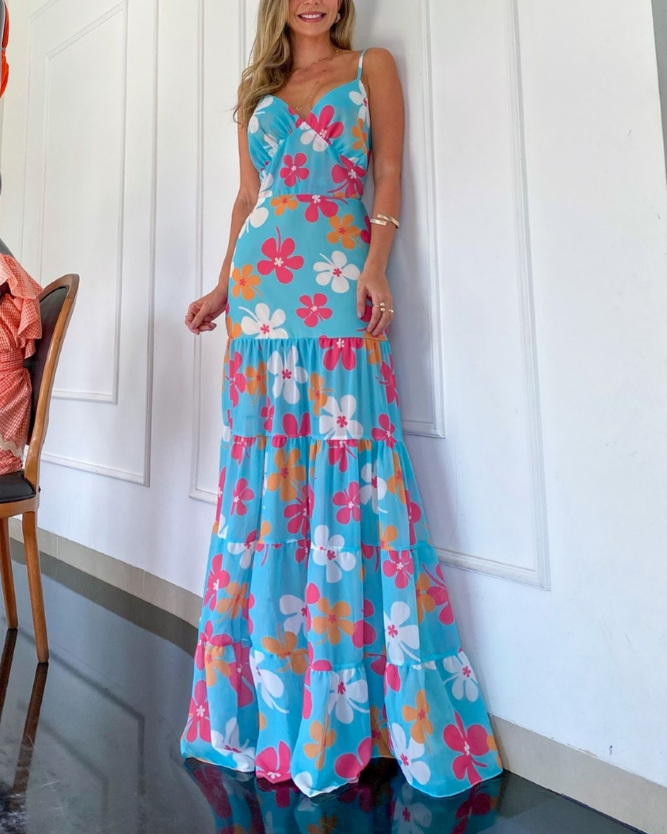 Women Elgant Floral Maxi Dress
