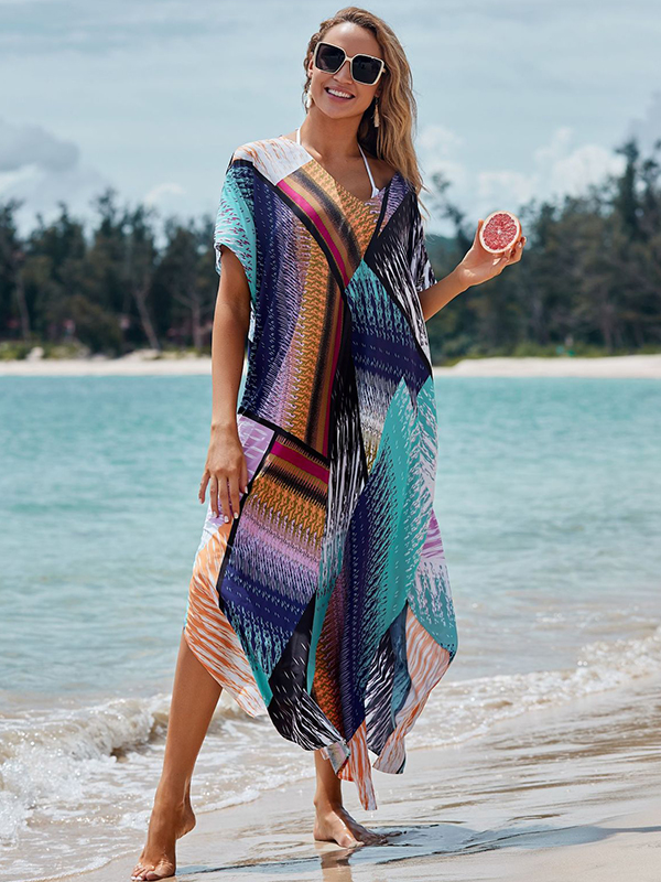 Women's Colorful Print Resort Beach Cover Up Dress