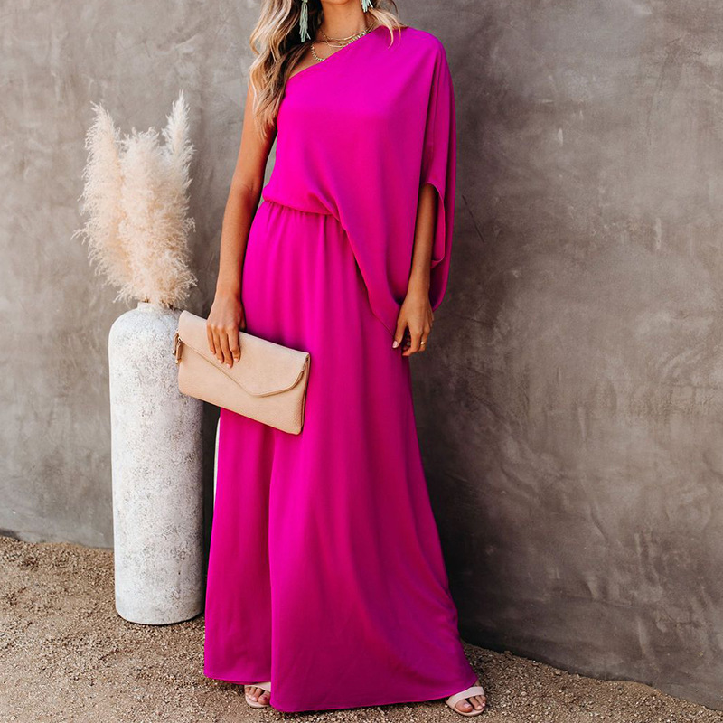 Loose One shoulder Dress With Slits