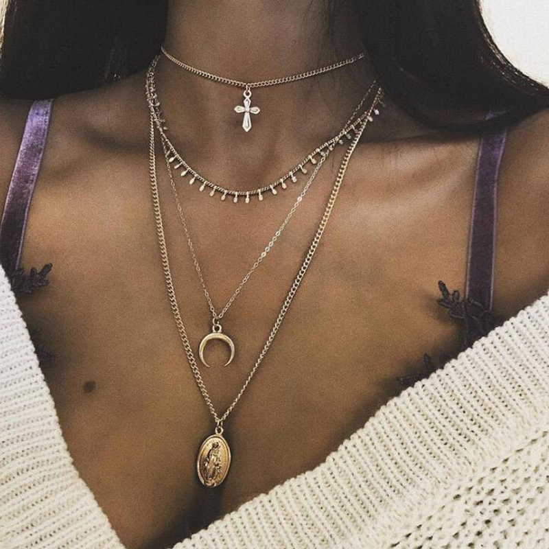 Vintage Fashion Layered Pendant Necklace