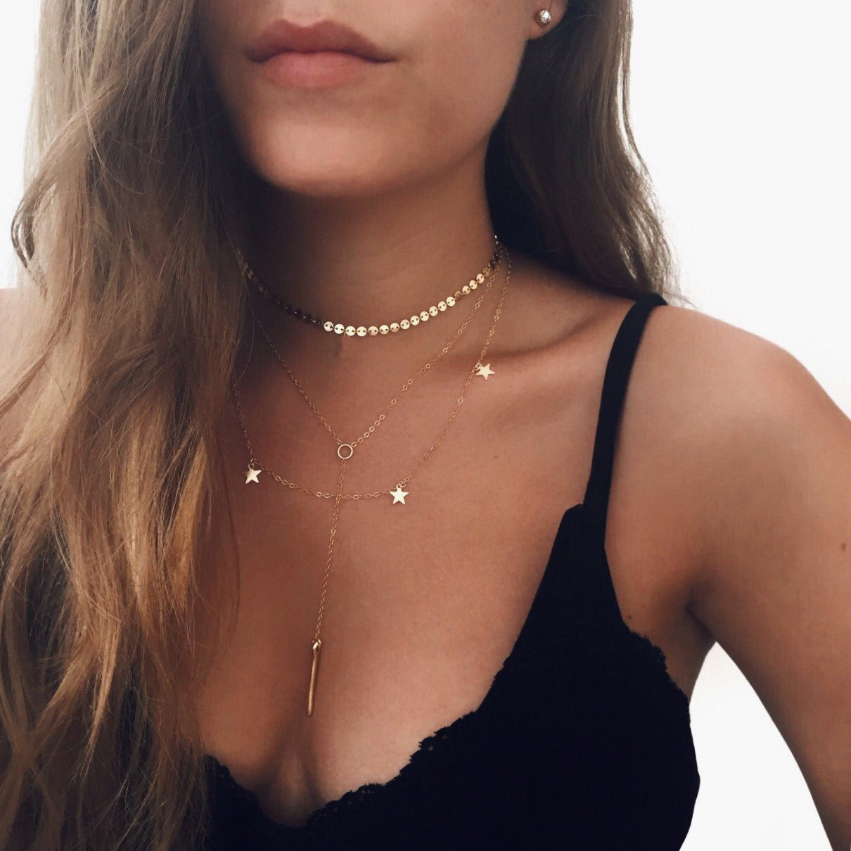 Star Tassel Long Pendant Tiered Necklace
