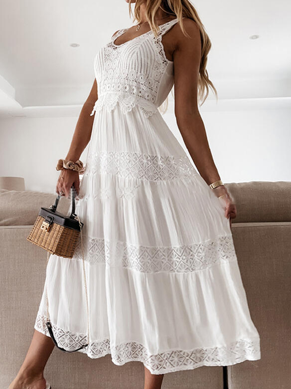 Ladies Casual Resort Style V Neck Dress