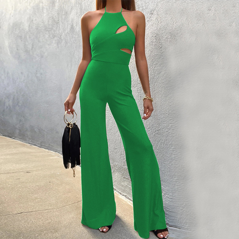 Ladies Casual Sexy Sleeveless Halter Jumpsuit