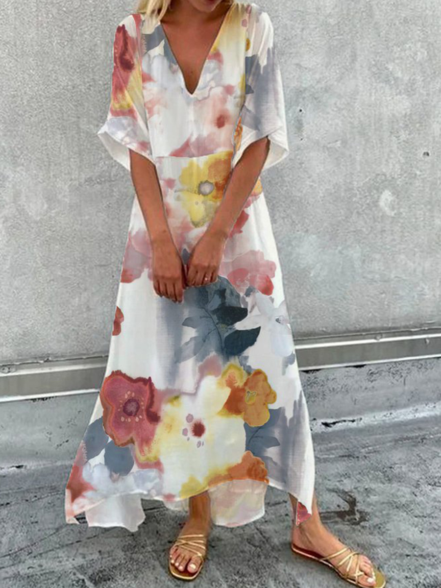 Summer Casual/Vacation Short Sleeve Maxi Dress