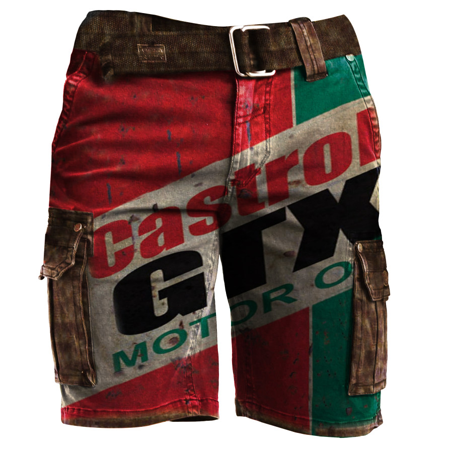 

Mens Outdoor Motorcycle Engine Oil Print Shorts