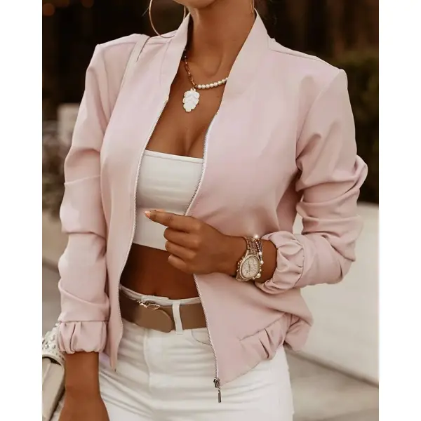 Elegant Long Sleeve Zip Ladies Jacket - Seeklit.com 