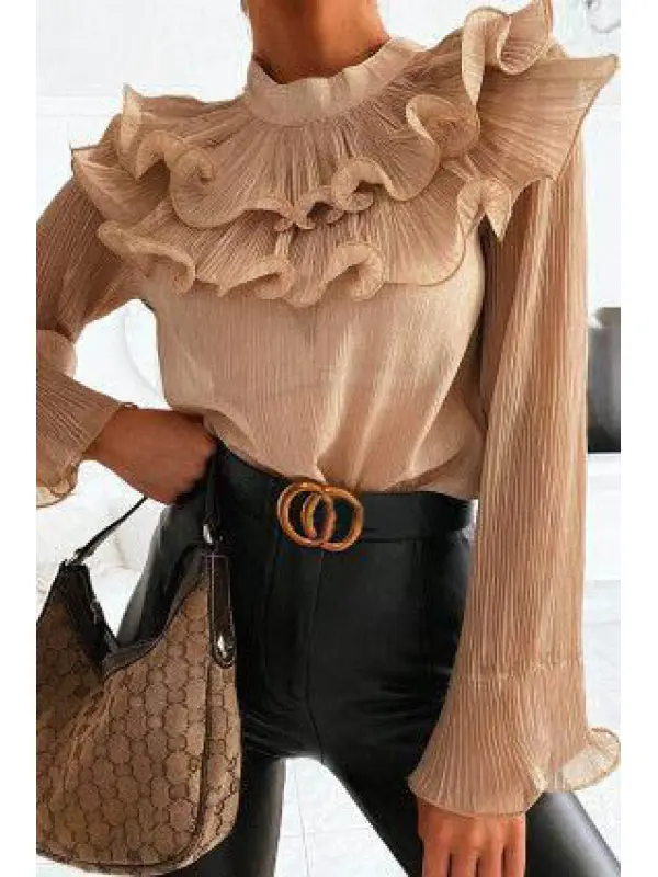 Women's Elegant Ruffled Long-sleeved Blouse - Minicousa.com 