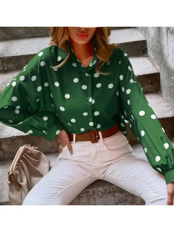 Fashion Polka Dot Long Sleeve Blouse - Cominbuy.com 