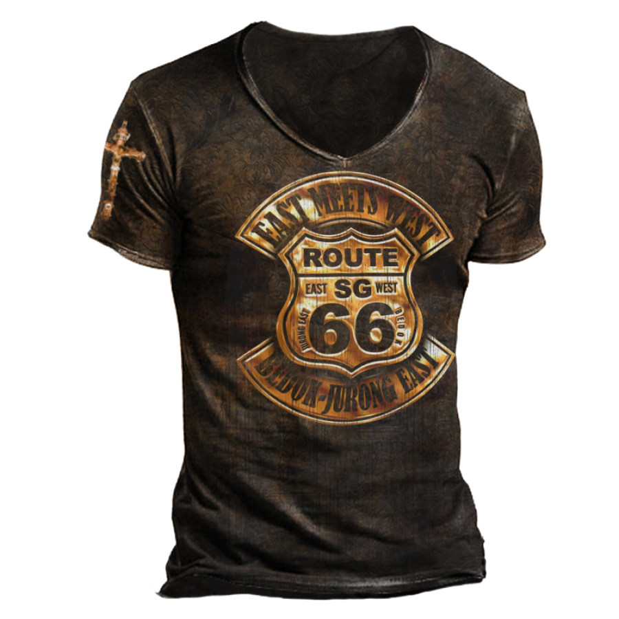 

Mens Retro Style Comfortable And Breathable Printed T-shirt