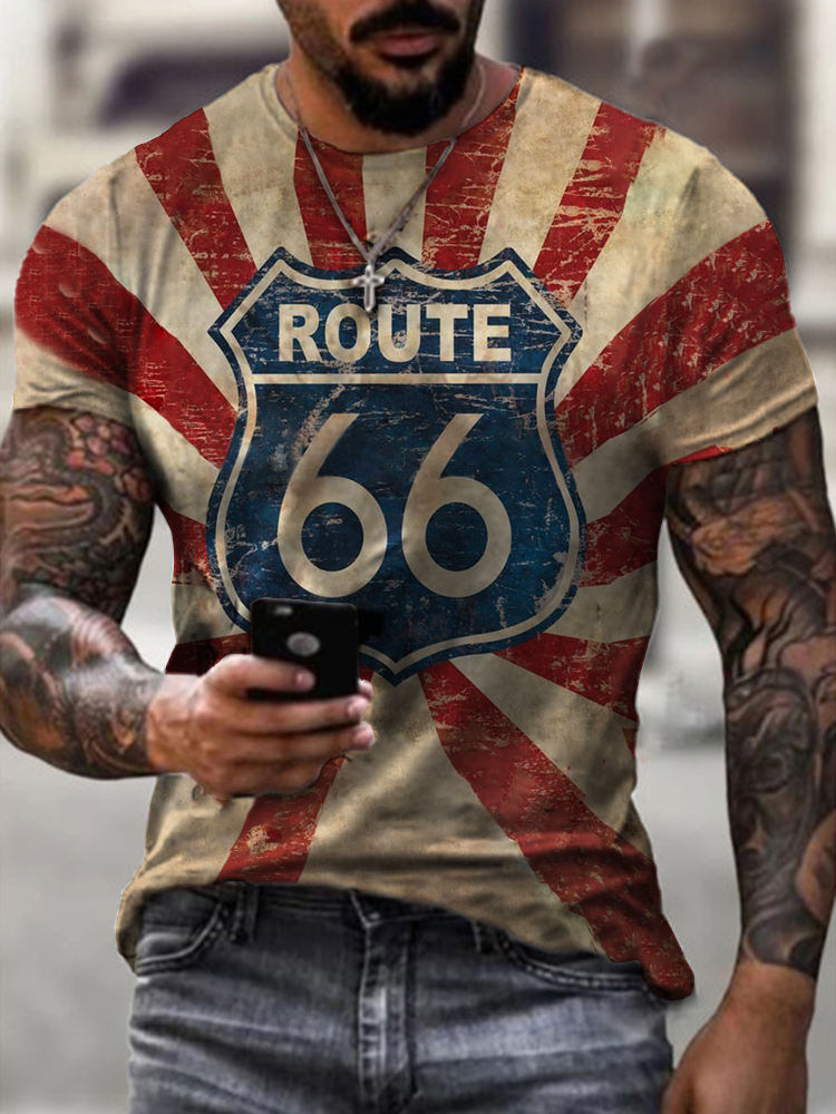 Mens Fashion Route 66 Chic T-shirt