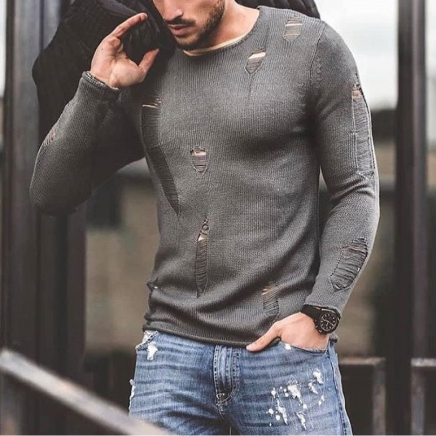 

Mens Fashion Grey Knit Top