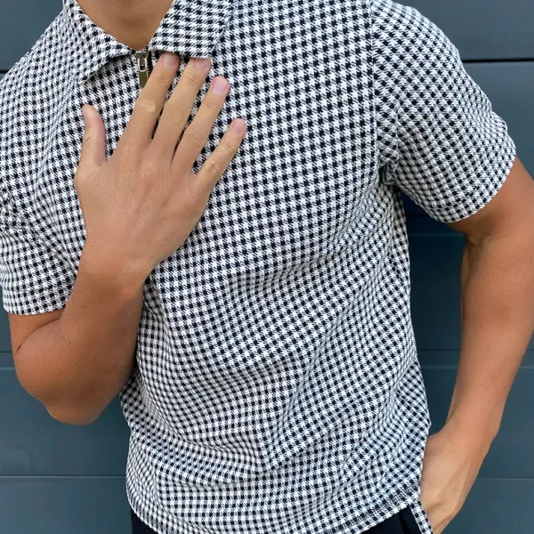 Portman Check Slim Fit Polo Black - Kalesafe.com 