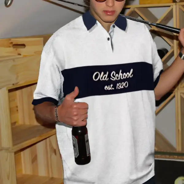 90s Retro Rare Simple Design Mens Baseball Polo Shirt - Yiyistories.com 