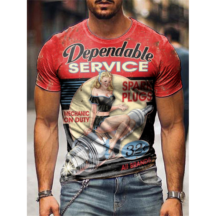 

Crew Neck Motorcyle Motor OIL Short Sleeve Tops T-shirts