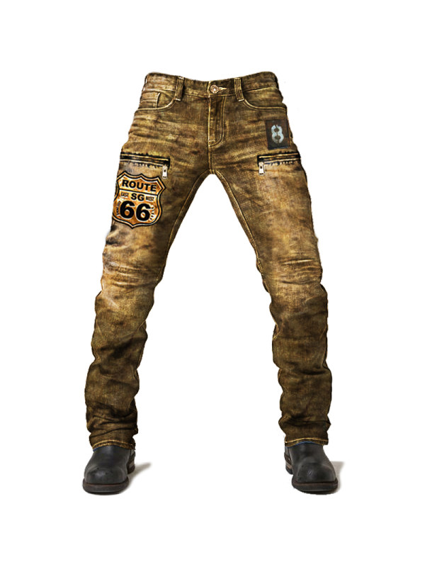 Men's Route 66 Retro Washed Tactical Denim Pants