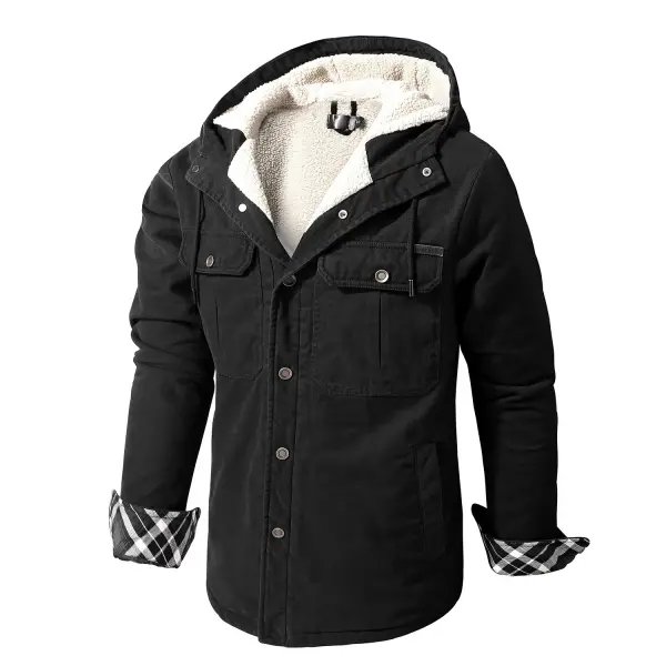 Men's Cashmere Multi Pocket Hooded Shirt Jacket Only $59.99 - Cotosen.com 
