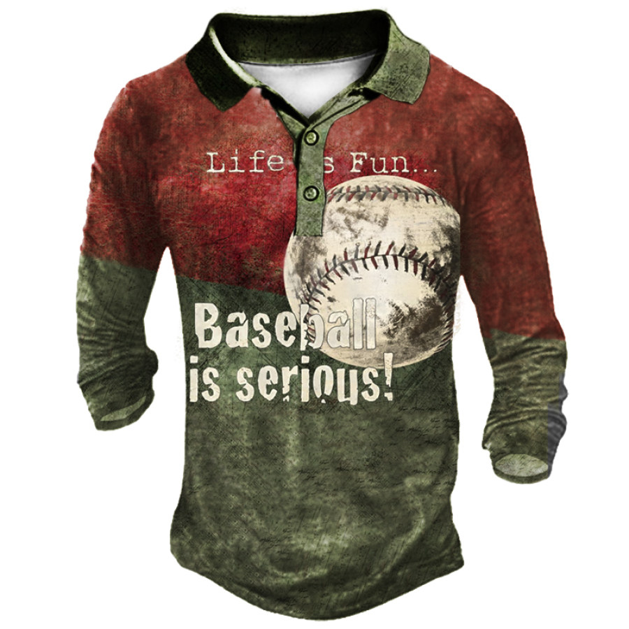 

Baseball Motivation Men's Vintage Zipper Long Sleeve Polo Shirt