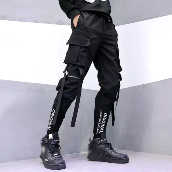Men's tech style trousers contrast color letters casual pants - Stormnewstudio.com 